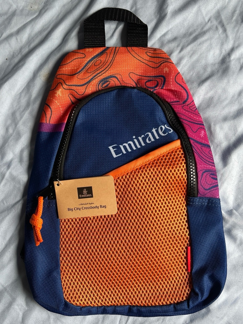 Emirates Men’s Navy & Orange Crossbody Sling Bag